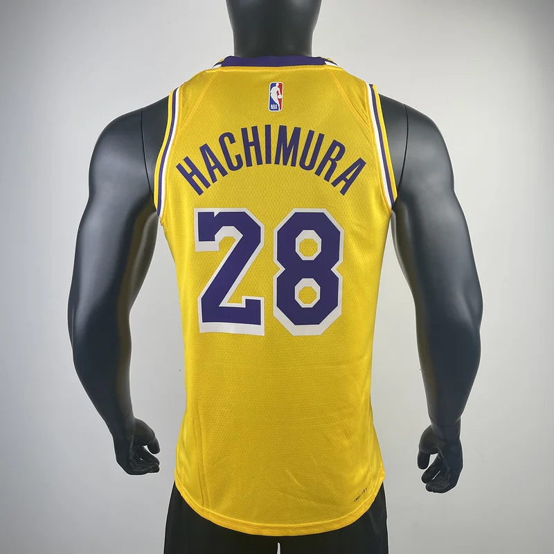 2023 Season NBA Los Angeles Lakers jersey  Yellow #28 Hachimura