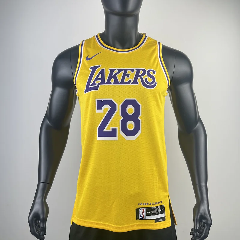 2023 Season NBA Los Angeles Lakers jersey  Yellow #28 Hachimura