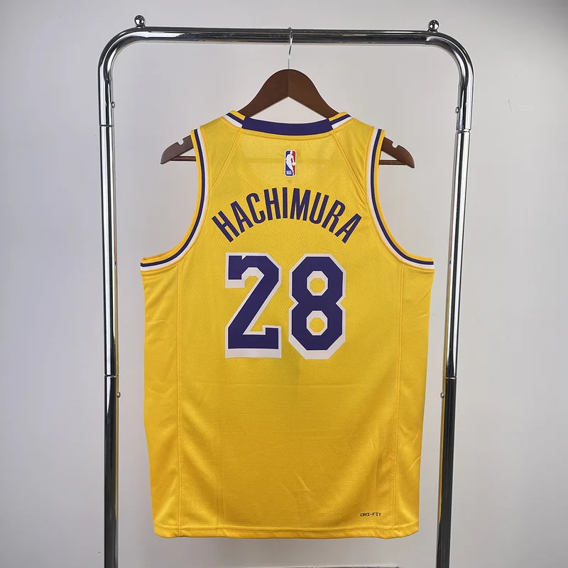 2023 Season NBA Los Angeles Lakers jersey  Yellow #28 Hachimura