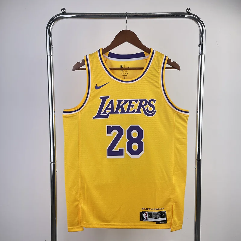 2023 Season NBA Los Angeles Lakers jersey  Yellow #28 Hachimura