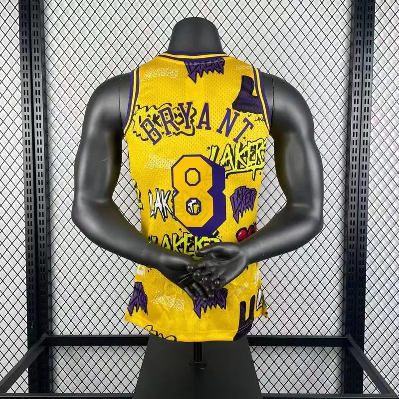 MN Heat pressed Retro jersey:SW NBA Los Angeles Lakers jersey  1996 1997 Season Graffiti #8 Kobe Bryant