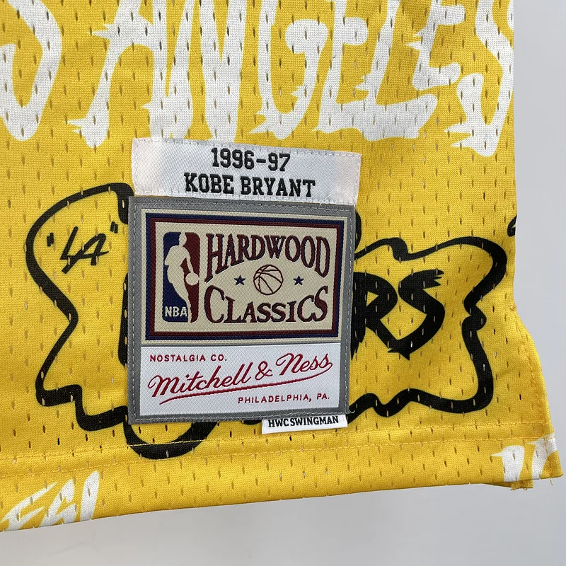 MN Heat pressed Retro jersey:SW NBA Los Angeles Lakers jersey  1996 1997 Season Graffiti #8 Kobe Bryant