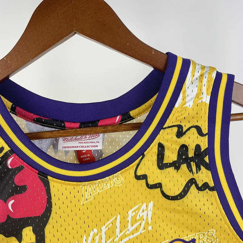 MN Heat pressed Retro jersey:SW NBA Los Angeles Lakers jersey  1996 1997 Season Graffiti #8 Kobe Bryant