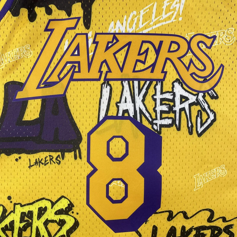 MN Heat pressed Retro jersey:SW NBA Los Angeles Lakers jersey  1996 1997 Season Graffiti #8 Kobe Bryant