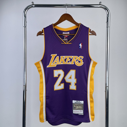 MN Heat pressed retro jersey SW NBA Los Angeles Lakers jersey  2008 2009 Season V-neck Purple色 #24 Kobe Bryant Los Angeles Lakers
