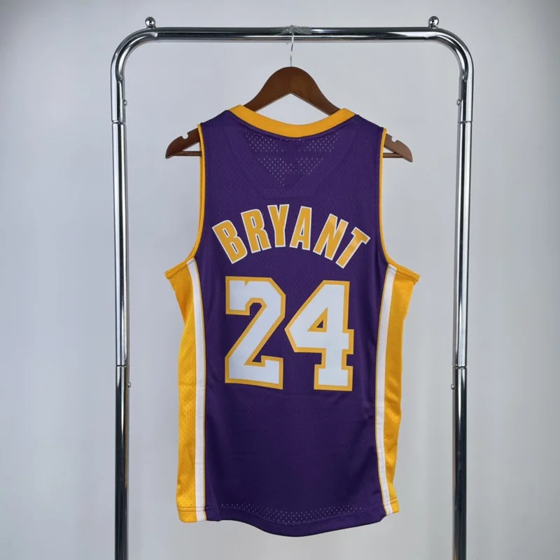 MN Heat pressed retro jersey SW NBA Los Angeles Lakers jersey  2008 2009 Season V-neck Purple色 #24 Kobe Bryant