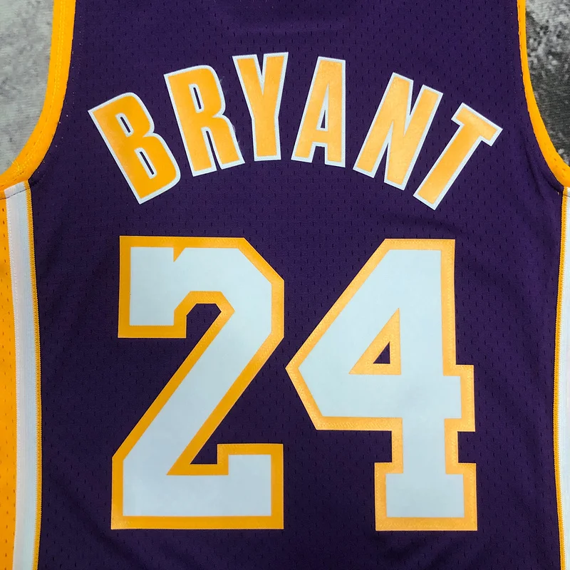 MN Heat pressed retro jersey SW NBA Los Angeles Lakers jersey  2008 2009 Season V-neck Purple色 #24 Kobe Bryant