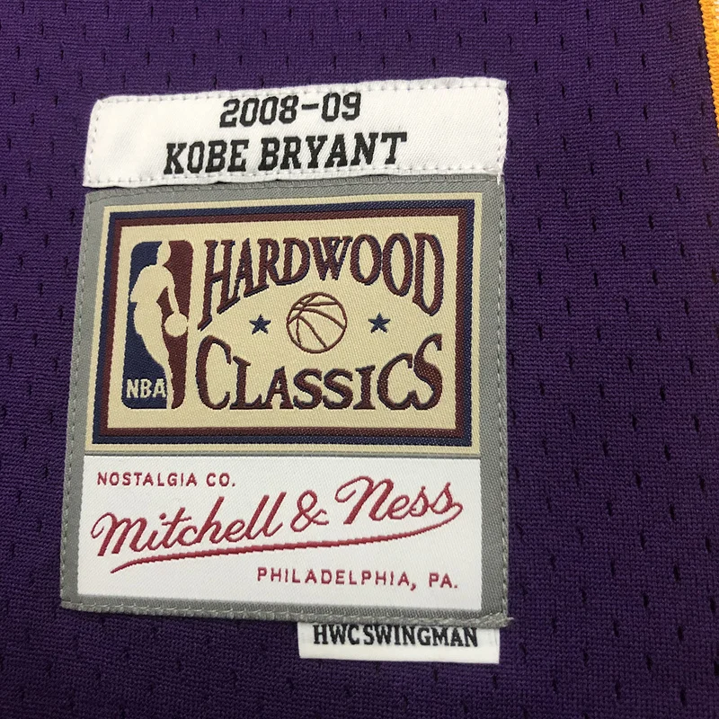 MN Heat pressed retro jersey SW NBA Los Angeles Lakers jersey  2008 2009 Season V-neck Purple色 #24 Kobe Bryant