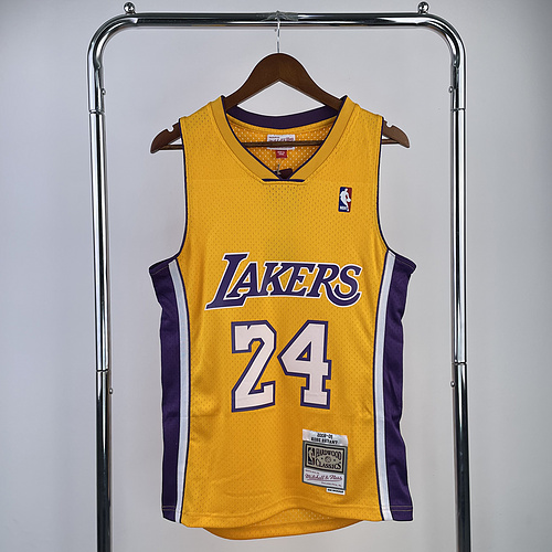 MN Heat pressed Retro jersey:SW NBA Los Angeles Lakers jersey  2008 2009 Season V-neck Yellow #24Kobe Bryant Los Angeles Lakers
