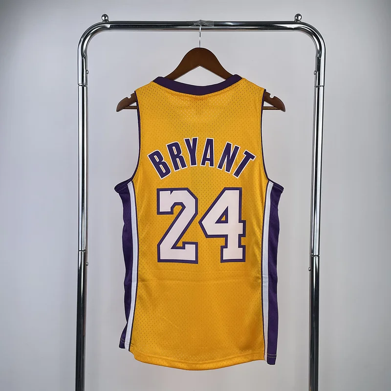 MN Heat pressed Retro jersey:SW NBA Los Angeles Lakers jersey  2008 2009 Season V-neck Yellow #24Kobe Bryant