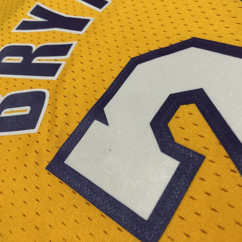 MN Heat pressed Retro jersey:SW NBA Los Angeles Lakers jersey  2008 2009 Season V-neck Yellow #24Kobe Bryant