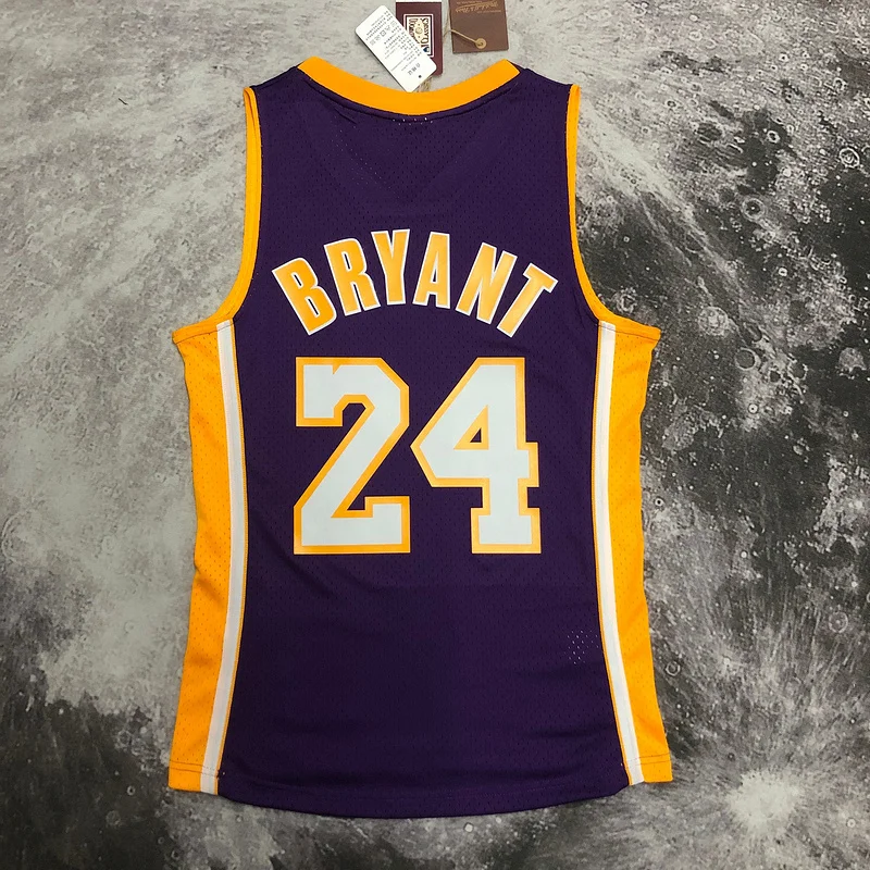 MN Heat pressed retro jersey SW NBA Los Angeles Lakers jersey  2008 2009 Season V-neck Purple色 #24 Kobe Bryant