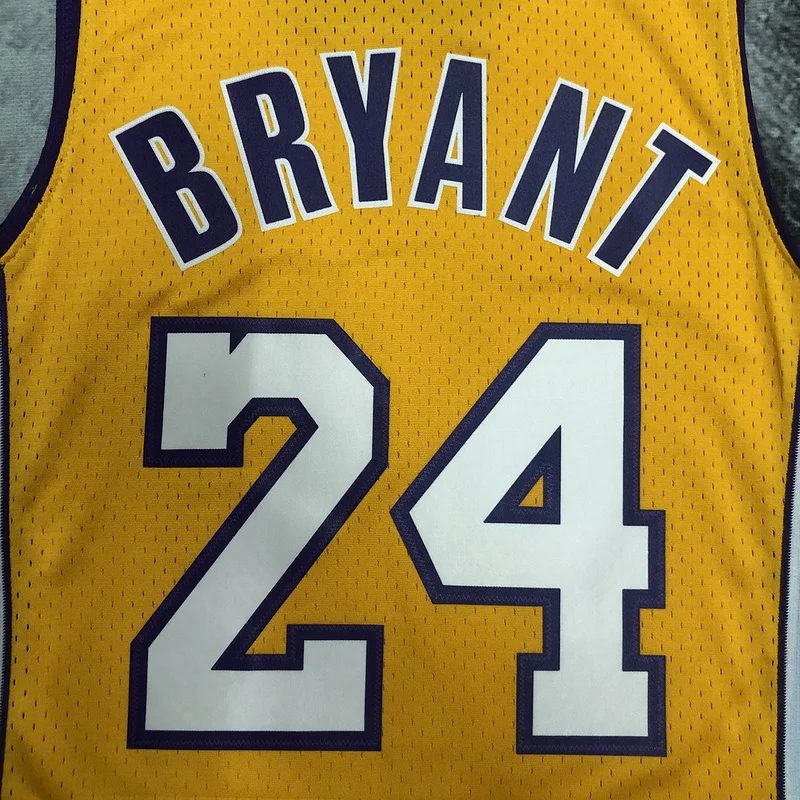 MN Heat pressed Retro jersey:SW NBA Los Angeles Lakers jersey  2008 2009 Season V-neck Yellow #24Kobe Bryant