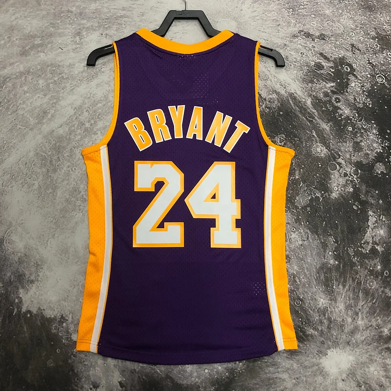 MN Heat pressed retro jersey SW NBA Los Angeles Lakers jersey  2008 2009 Season V-neck Purple色 #24 Kobe Bryant