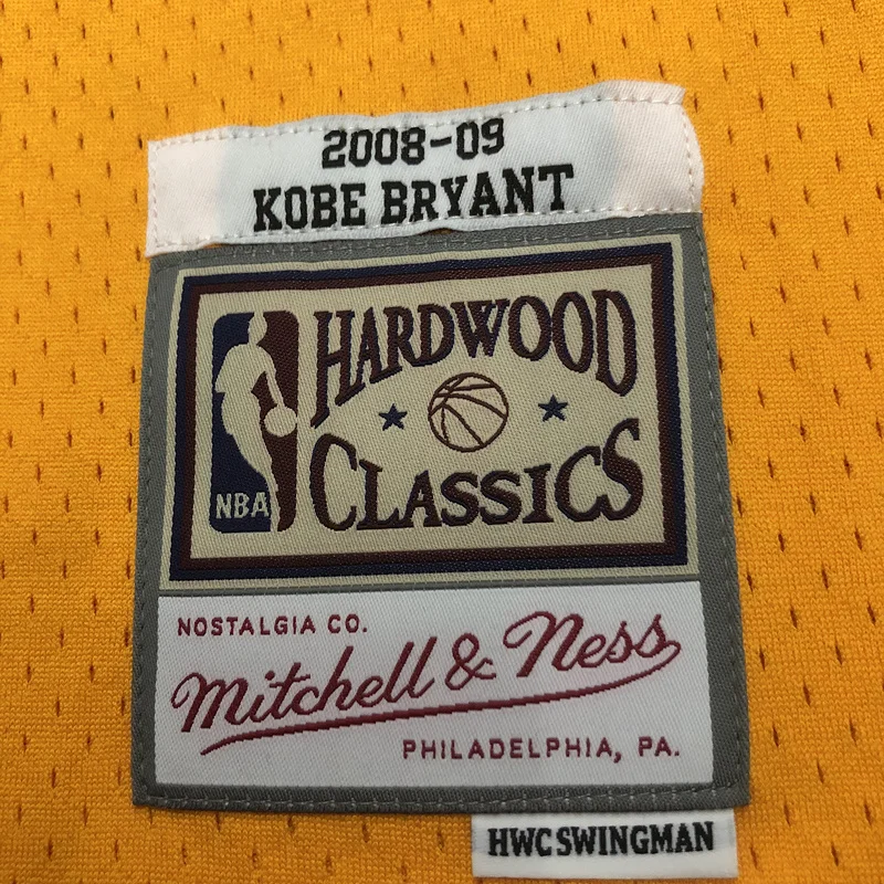 MN Heat pressed Retro jersey:SW NBA Los Angeles Lakers jersey  2008 2009 Season V-neck Yellow #24Kobe Bryant