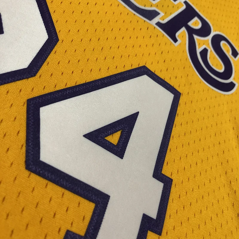 MN Heat pressed Retro jersey:SW NBA Los Angeles Lakers jersey  2008 2009 Season V-neck Yellow #24Kobe Bryant