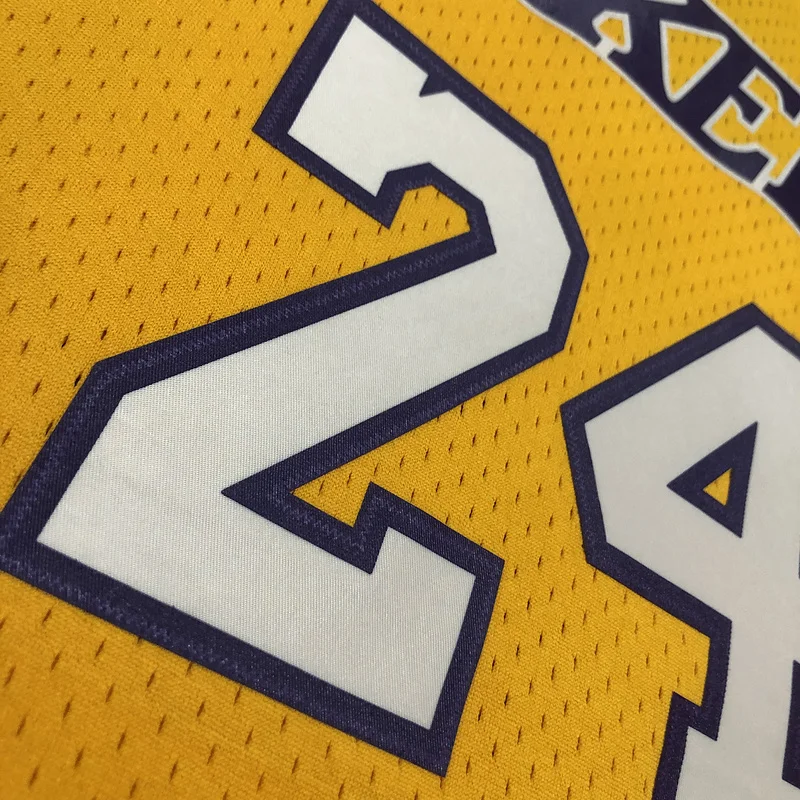 MN Heat pressed Retro jersey:SW NBA Los Angeles Lakers jersey  2008 2009 Season V-neck Yellow #24Kobe Bryant