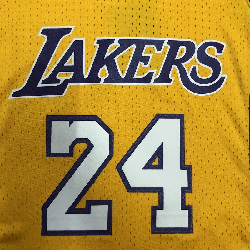 MN Heat pressed Retro jersey:SW NBA Los Angeles Lakers jersey  2008 2009 Season V-neck Yellow #24Kobe Bryant