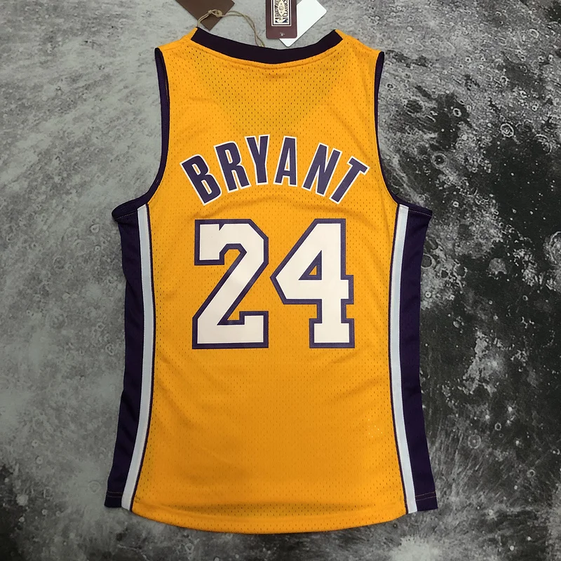 MN Heat pressed Retro jersey:SW NBA Los Angeles Lakers jersey  2008 2009 Season V-neck Yellow #24Kobe Bryant