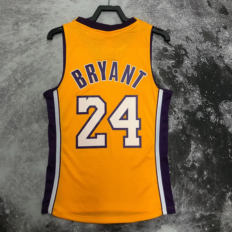 MN Heat pressed Retro jersey:SW NBA Los Angeles Lakers jersey  2008 2009 Season V-neck Yellow #24Kobe Bryant