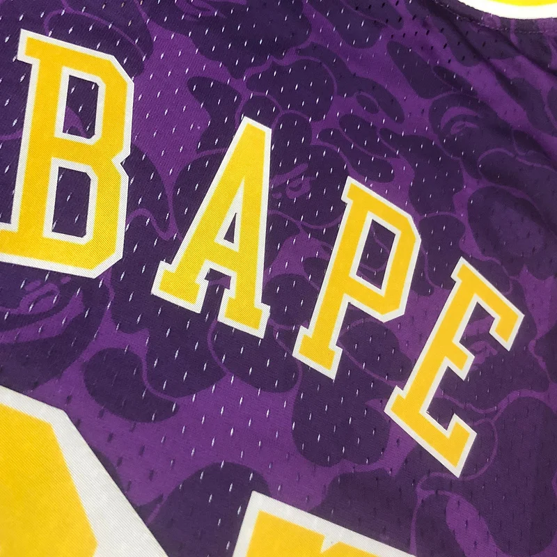 BAPE×M&N Co-branded NBA Los Angeles Lakers jersey  Purple #93