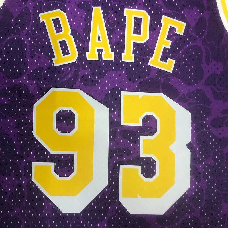 BAPE×M&N Co-branded NBA Los Angeles Lakers jersey  Purple #93