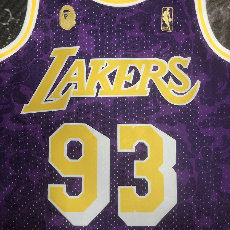 BAPE×M&N Co-branded NBA Los Angeles Lakers jersey  Purple #93