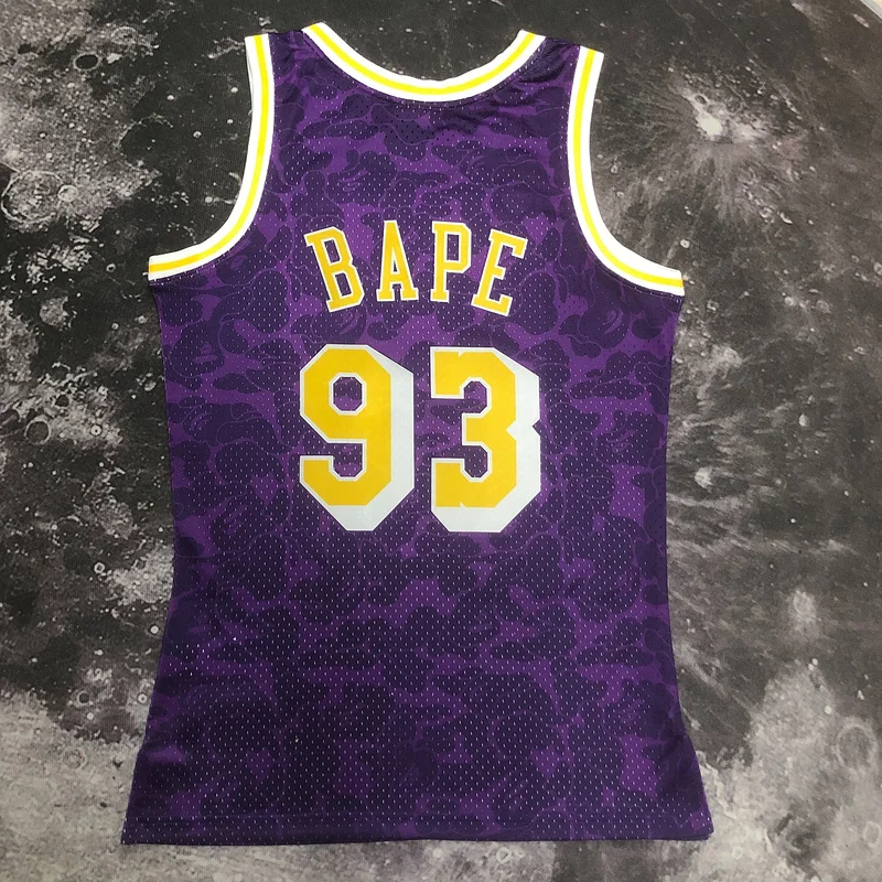 BAPE×M&N Co-branded NBA Los Angeles Lakers jersey  Purple #93