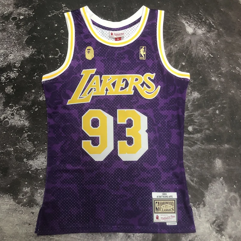 BAPE×M&N Co-branded NBA Los Angeles Lakers jersey  Purple #93