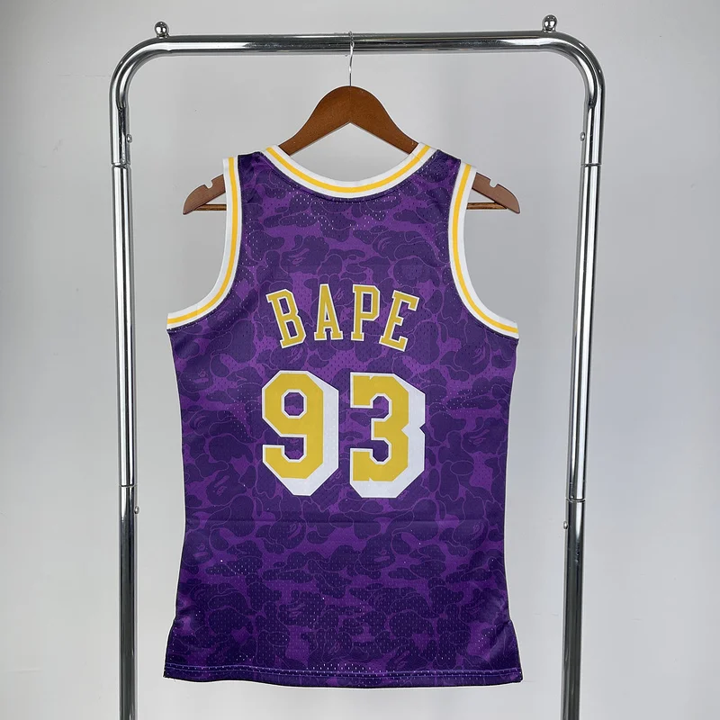 BAPE×M&N Co-branded NBA Los Angeles Lakers jersey  Purple #93