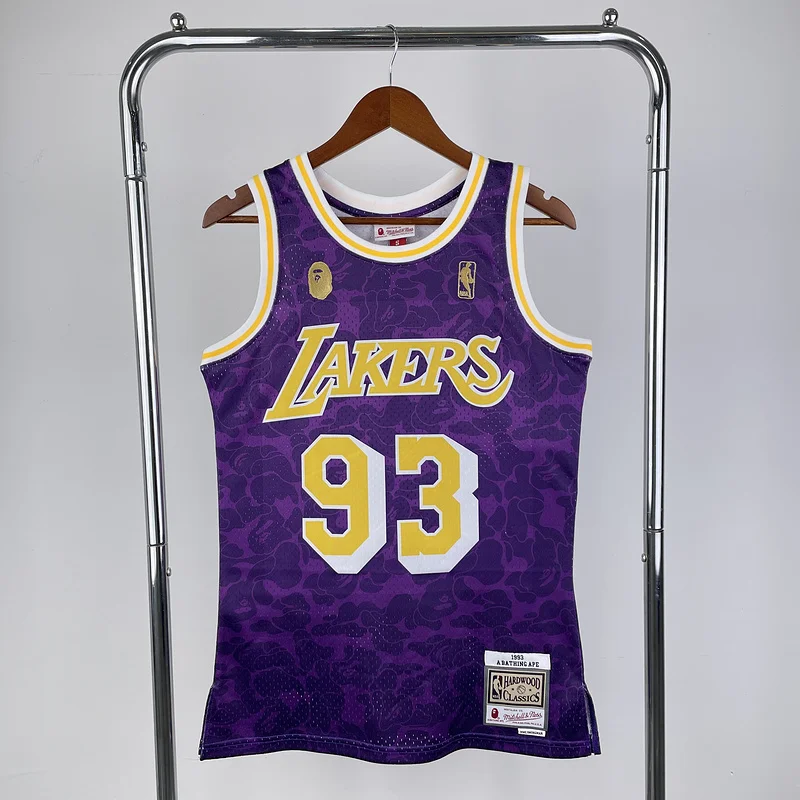 BAPE×M&N Co-branded NBA Los Angeles Lakers jersey  Purple #93