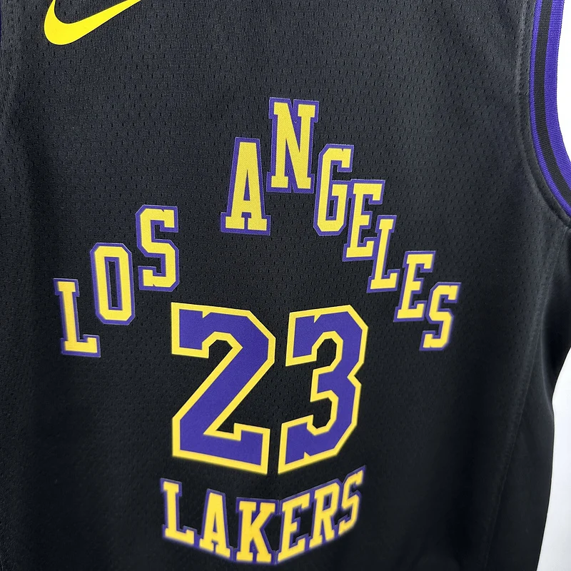 Youth kids Basketball Jersey 2024 Los Angeles Lakers city version #23 JAMES