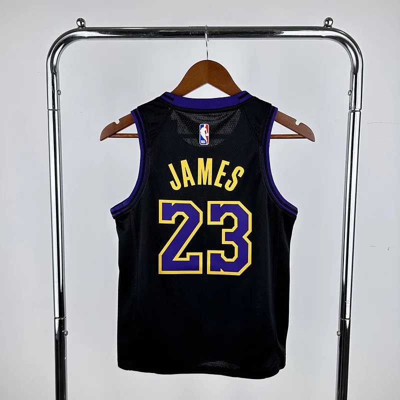 Youth kids Basketball Jersey 2024 Los Angeles Lakers city version #23 JAMES