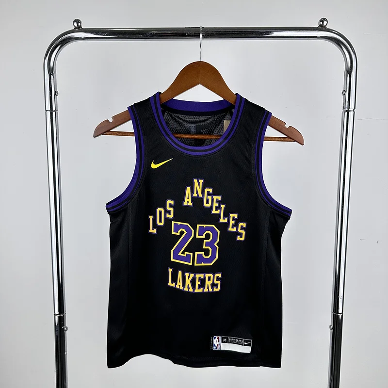 Youth kids Basketball Jersey 2024 Los Angeles Lakers city version #23 JAMES