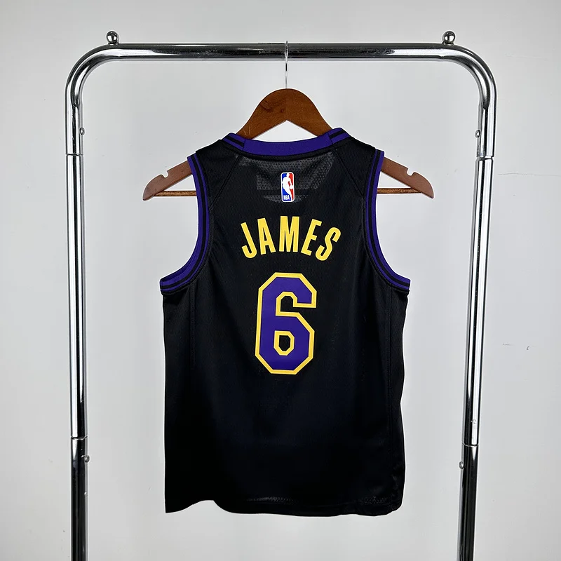 Youth kids Basketball Jersey 2024 Los Angeles Lakers city version #6 JAMES