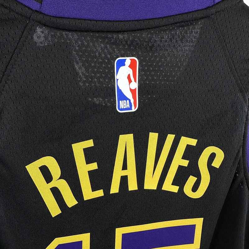 Youth kids Basketball Jersey 2024 Los Angeles Lakers city version #15 REAVES