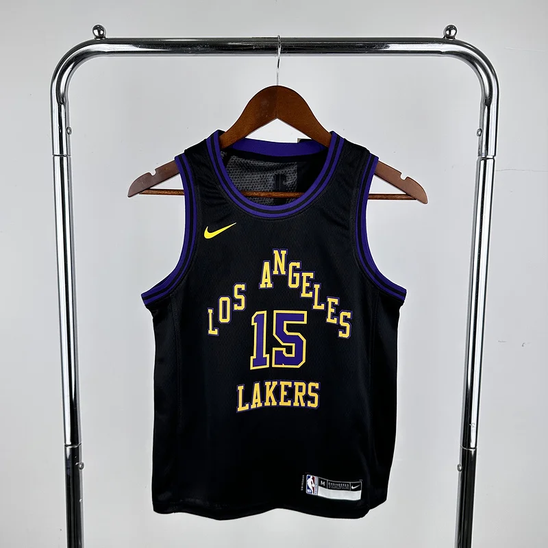 Youth kids Basketball Jersey 2024 Los Angeles Lakers city version #15 REAVES