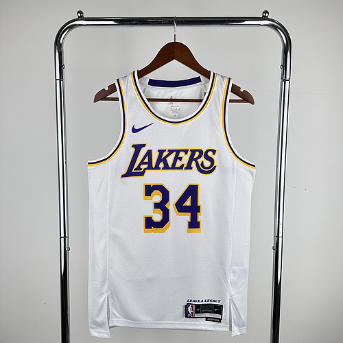 NBA Los Angeles Lakers jersey  round neck White #34 O\’Neal Los Angeles Lakers