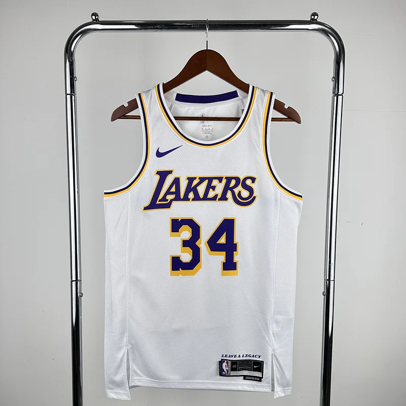 NBA Los Angeles Lakers jersey  round neck White #34 O\'Neal