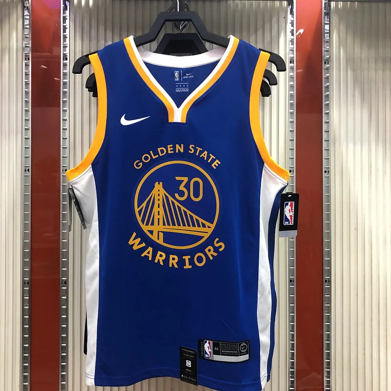 2020 Season Golden State Warriors V-neck blue #30 Curry