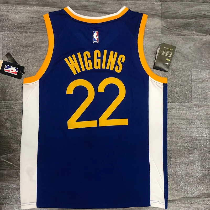 2020 Season Golden State Warriors V-neck blue #22 Wiggins