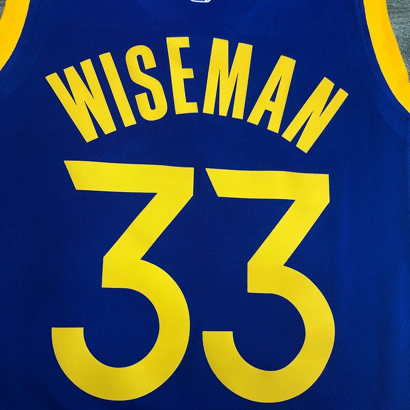 2020 Season Golden State Warriors V-neck blue #33 Wiseman