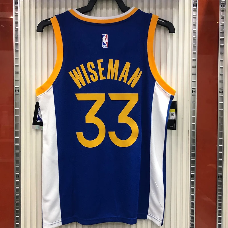 2020 Season Golden State Warriors V-neck blue #33 Wiseman