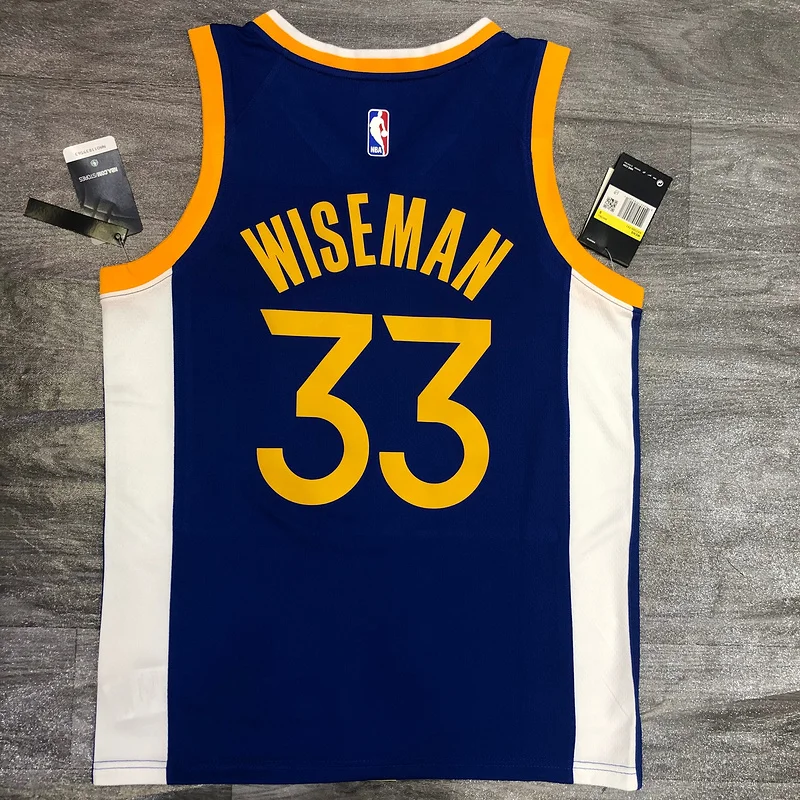 2020 Season Golden State Warriors V-neck blue #33 Wiseman