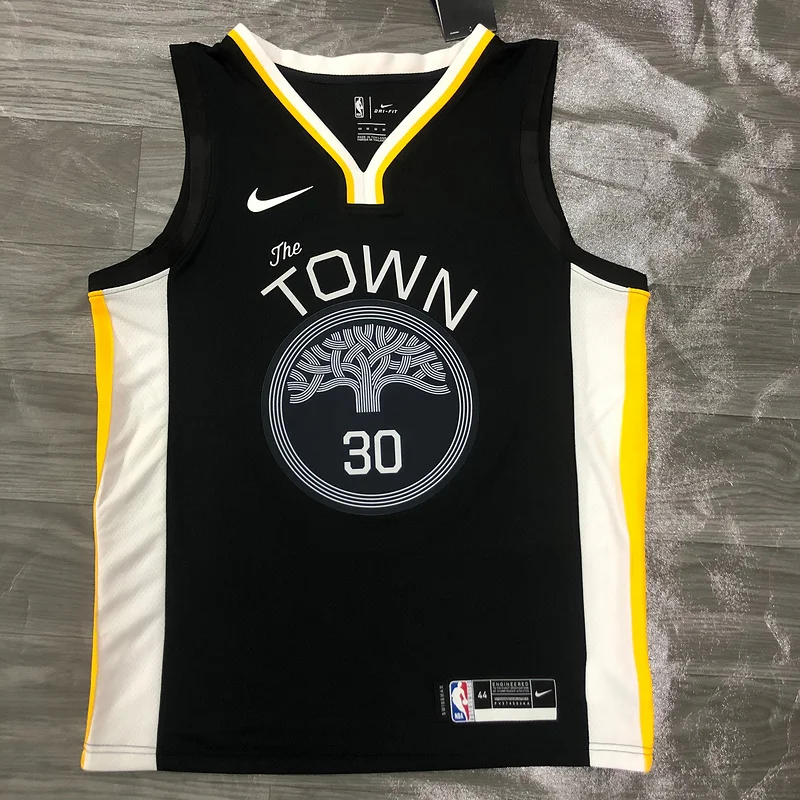 2019 Season Golden State Warriors black V-neck City version #30 Curry