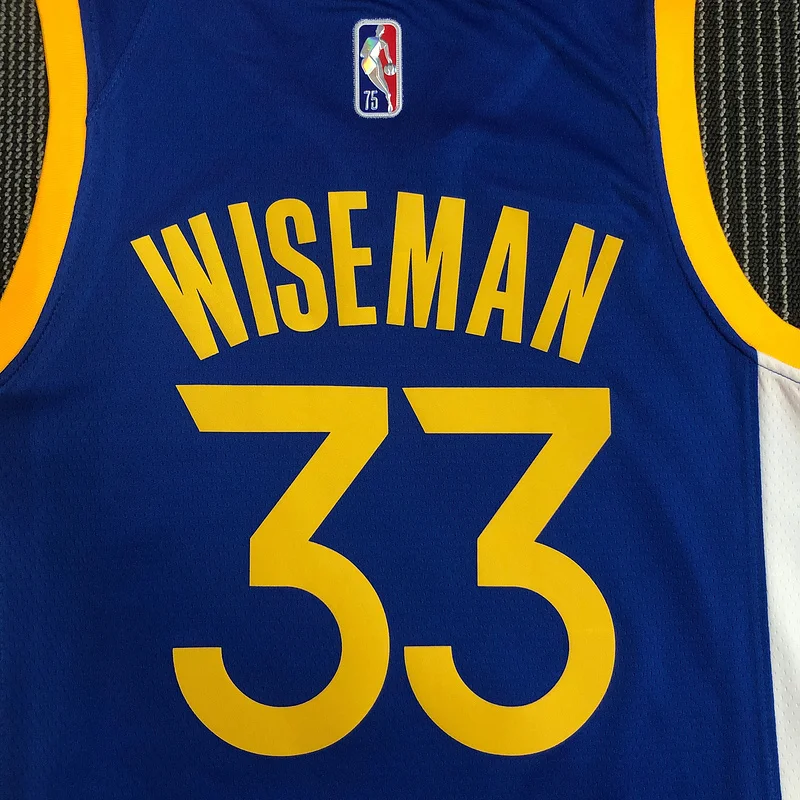 75th anniversary Golden State Warriors V-neck blue #33 Wiseman