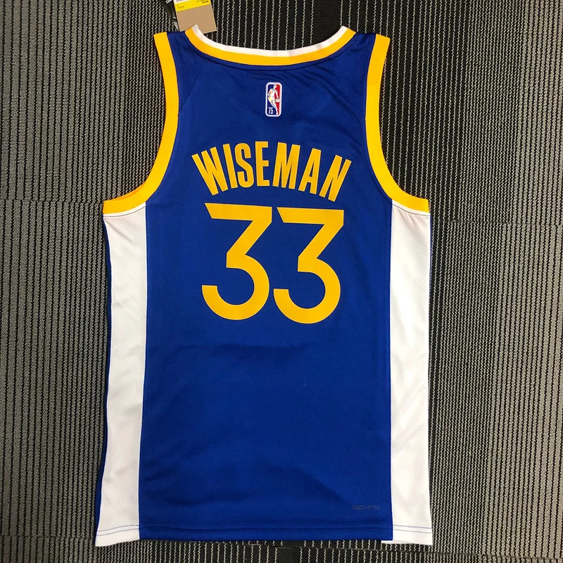 75th anniversary Golden State Warriors V-neck blue #33 Wiseman