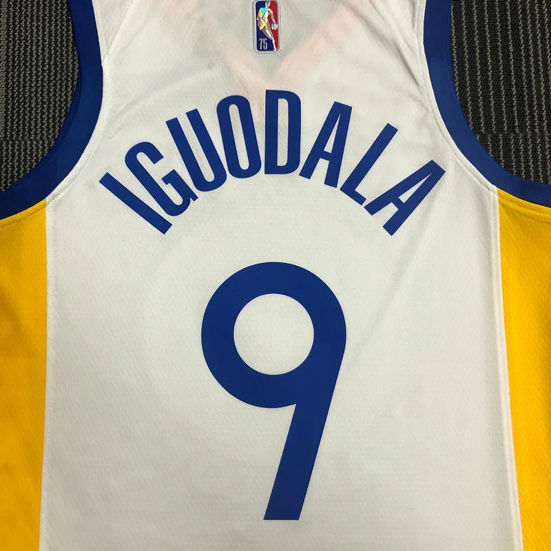 75th anniversary Golden State Warriors V-neck White #9 Iguodala