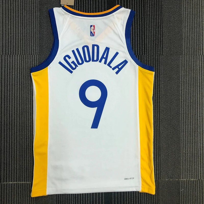 75th anniversary Golden State Warriors V-neck White #9 Iguodala