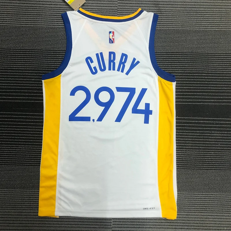 75th anniversary Golden State Warriors V-neck White 2974 Curry